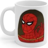 Spiderman Çıkartma Baskılı Kupa Bardak - Beyaz - 300 cc