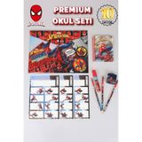 Spiderman Lisanslı 10 Parça Kırtasiye Seti, Çıtçıt Dosya, Okul Etiketi, Bloknot, 3 Adet Kurşun Kalem, Kırmızı