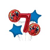 Spiderman Örümcek Adam 7 Yaş Balon Set Balon Folyo Set Spiderman Konsept Doğum Günü Set Yaş Balon