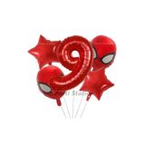 Spiderman Örümcek Adam 9 Yaş Balon Set Spiderman Konsept Kırmızı Rakam Balon Doğum Günü Set