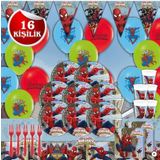 SPİDERMAN ÖRÜMCEK ADAM DOĞUM GÜNÜ PARTİ MALZEMELERİ SÜSLERİ SETİ 16 KİŞİLİK