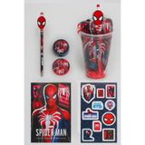 SPIDERMAN x Dekomus Lisanslı Hero Force Collection Cup 5 Parça Kırtasiye Seti Sticker, Tüylü Kalem "
