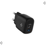 Spigen 20W USB-C Mini Hızlı Şarj Aleti / Şarj Isısını Düşürür GaN Pro Akım Korumalı Güç Adaptörü iPhone & Android & iPad Type-C Siyah - ACH02070 (Spigen TR Garantili) - Black