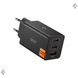 Spigen 67W USB-C + USB-A 3 Port Hızlı Şarj Aleti PPS 3.0 Super Hızlı Şarj GaN Pro Isı Düşürücü Güç Adaptörü Akım Koruma iPhone & Android & iPad & MacBook Type-C Black - ACH09458 - Siyah