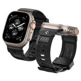 Spigen Apple Watch 49/46/45mm Ultra 3/2/1 / Seri 11/10/9/8/7 ile Uyumlu Kordon Band Rugged Band Darbelere Dayanıklı Silikon Siyah Karbon Kayış - AMP02854 (Spigen TR Garantili)