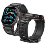 Spigen Apple Watch 49/46/45mm Ultra 3/2/1 / Seri 11/10/9/8/7 ile Uyumlu Kordon Band Rugged Ultra Darbelere Dayanıklı Silikon Siyah Karbon Kayış - AMP07105 (Spigen TR Garantili)