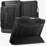 Spigen iPad Pro 11" (2025 / 2024) ile Uyumlu Kılıf Rugged Armor Pro Stand özellikli Üst Düzey Koruma Siyah Karbon Kapak - ACS07017 (Spigen TR Garantili)