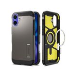 Spigen İphone 16 Plus İle Uyumlu Kılıf Tough Armor Al Magfit Magsafe Özellikli Gun Metal