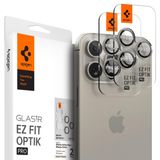 Spigen iPhone 17 Pro/Pro Max / 16 Pro/16 Pro Max / 15 Pro/15 Pro Max ile Uyumlu Kamera Lens Koruyucu Cam Kolay Kurulum Glas.tR EZ Fit Optik Pro (2 Adet) Natural Titanium - AGL07163