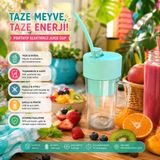 Spinx Portatif Elektrikli Smoothie Blender Detoks ve Taze Meyve Sıkacağı Bardağı USB Şarjlı - Yeşil