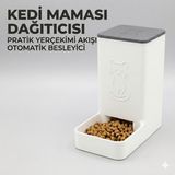 SPIRA3D Hazneli Otomatik Kedi Maması Dispenseri - Yerçekimi Akışlı Pratik Mama Kabı - Beyaz