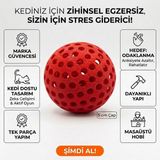 SPIRA3D Kedi Oyun Topu & Masaüstü Stres Topu - Delikli Zeka Geliştirici Interaktif Kedi Oyuncağı (5 Cm) - Kırmızı