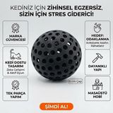 SPIRA3D Kedi Oyun Topu & Masaüstü Stres Topu - Delikli Zeka Geliştirici Interaktif Kedi Oyuncağı (5 Cm) - Siyah