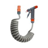 Spiral Balkon Araç Yıkama Bahçe Sulama Hortumu Ve Tetikli Tam Set gri