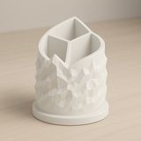 Spiral Dağ Temalı 3 Bölmeli Kalemlik | 3D Baskı Tasarım | Dayanıklı Pla Hammadde | Çap: 11 cm Yükseklik: 13 cm | Kalem Kutusu - Beyaz