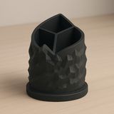 Spiral Dağ Temalı 3 Bölmeli Kalemlik | 3D Baskı Tasarım | Dayanıklı Pla Hammadde | Çap: 11 cm Yükseklik: 13 cm | Kalem Kutusu - Siyah