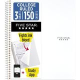 Spiral Defter + Çalışma Uygulaması, 3 Konu, Kolej Çizgili Kağıt, Mücadele Mürekkep Kanaması, Suya Dayanıklı Kapak, 8-1/2 x 11, 150 Yaprak, Beyaz (7246 - Çok Renkli - Standart - Genel
