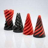 Spiral Geçmeli Koni Stres Çarkı - Masaüstü Dekoratif Obje Görsel Illüzyon - Fidget Stres Oyuncağı - Kırmızı - Siyah