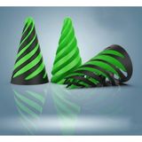 Spiral Geçmeli Koni Stres Çarkı - Masaüstü Dekoratif Obje Görsel Illüzyon - Fidget Stres Oyuncağı - Yeşil - Siyah