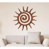 Spiral Güneş Ceviz Doğal Ahşap Kaplama Duvar Dekoru, Geometrik Spiritüel Zen Duvar Sanatı, 70 cm (Çap)