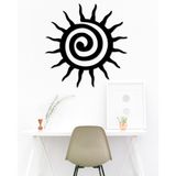 Spiral Güneş Doğal Ahşap Kaplama Siyah Duvar Dekoru, Geometrik Spiritüel Zen Duvar Sanatı, 70 cm (Çap)