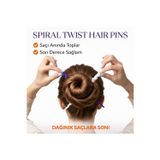 Spiral Saç Tokası 2’li Set (Siyah + Beyaz) 17 cm | Topuz Sabitleyici Saç Pimi | Sert Plastik