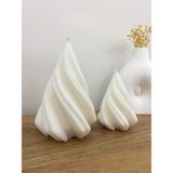 Spiral Tasarım Doğal Soya Wax Dekoratif Mum 2’li Set (12 cm & 9 Cm) – Minimalist & Hediyelik - Beyaz