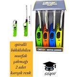 Spiralli Bükülebilen Mutfak Çakmağı 2 Adet Karışık Renk