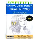 Spiralli Eskiz ve Çizim Defteri Büyük Boy 60 Sayfa A3 120 gr