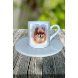 Spitz Köpek Baskılı Türk Kahvesi Fincanı Tabaklı Kişiye Özel Model 1