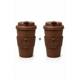 SPLASH 2 Adet 350 ml Sızdırmaz Kapaklı Kahve Mug Sunum Bardağı Soğuk İçecek Ice Latte Soğuk Kahve Bardağı Kahverengi