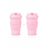 SPLASH 2 Adet 350 ml Sızdırmaz Kapaklı Kahve Mug Sunum Bardağı Soğuk İçecek Ice Latte Soğuk Kahve Bardağı Pembe
