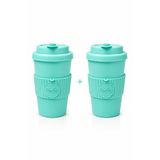 SPLASH 2 Adet 350 ml Sızdırmaz Kapaklı Kahve Mug Sunum Bardağı Soğuk İçecek Ice Latte Soğuk Kahve Bardağı Yeşil