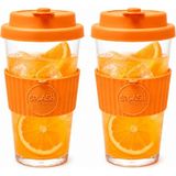 Splash 2 Adet Kokteyl Sunum Bardağı Soğuk Içecek Bardağı Ice Latte Bardağı Soğuk Kahve Bardağı - Şeffaf - Turuncu - 350 ml