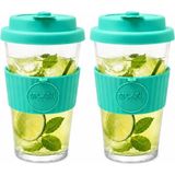 Splash 2 Adet Kokteyl Sunum Bardağı Soğuk Içecek Bardağı Ice Latte Bardağı Soğuk Kahve Bardağı - Şeffaf - Yeşil - 350 ml