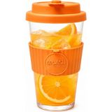 Splash Kokteyl Sunum Bardağı Soğuk Içecek Bardağı Ice Latte Bardağı Soğuk Kahve Bardağı - Şeffaf - Turuncu - 350 ml