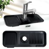SPLASHAWAY Mutfak Lavabosu için Boşaltma Matı, 14,5 x 5,5 İnç 5° Eğimli Silikon Sıçrama Korumalı, Lavaboları Sıçramaya Karşı Korur, Bulaşık Sabunu Dispenseri ve Musluğun Arkasındaki Sünger Tutucu
