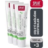 Splat Medical Herbs Bitkisel Jel Diş Macunu Florürlü Kalsiyumlu Mine Güçlendirici 100 ML 3 Adet