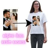 spldizayn Kişiye Özel Resim Baskılı Tişört - Beyaz