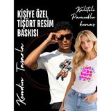 spldizayn Resim Baskılı Tişört Unisex Model Pamuklu Kumaş Kişiye Özel Baskı - Beyaz - XL