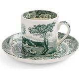 Spode Green Italian Porselen Kahve Fincanı - Beyaz-Yeşil - Standart