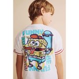 SpongeBob Oversıze Bisiklet Yaka Kısa Kollu Tişört Erkek Çocuk