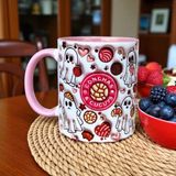 Spooky Kaliteli Porselen Premium Kupa - Pembe - 330 ml