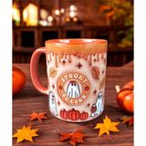 Spooky Porselen Hediyelik Kupa Bardak-Ev-Ofis-Doğum Günü Hediyesi-Sevgiliye-Arkadaşa Hediye Kupa - Turuncu - 330 ml