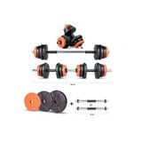 Spor 22 Kg Multifonksiyonel Turuncu Siyah Halter Seti Ve Dambıl Seti