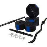Spor 60 KG(150 Cm) Düz Bar + Z Bar Dambıl Ağırlık Halter Full Set Mavi Kapaklı
