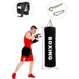 Spor Byfit 120 cm x 35 cm Siyah Boks Torbası + Boks Eldiveni + Tavan Kancası - 3' Lü Set - Dolu