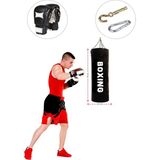 Spor Byfit 70 Cm X 25 Cm Siyah Boks Torbası + Boks Eldiveni + Tavan Kancası - 3' Lü Set - Dolu