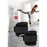 Spor Byfit Ayak Bilek Kayışı D-Ring Ağırlık Çekiş Aparatı - SİYAH Siyah