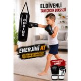 Spor Byfit Çocuk Boks Seti 53 Cm X 20 Cm Boks Torbası + Boks Eldiveni + Tavan Kancası - 3' Lü Set